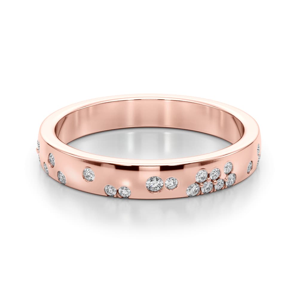 Stackable Scatter Wedding Bands (0.19 ct. tw.), On hand view in rose gold