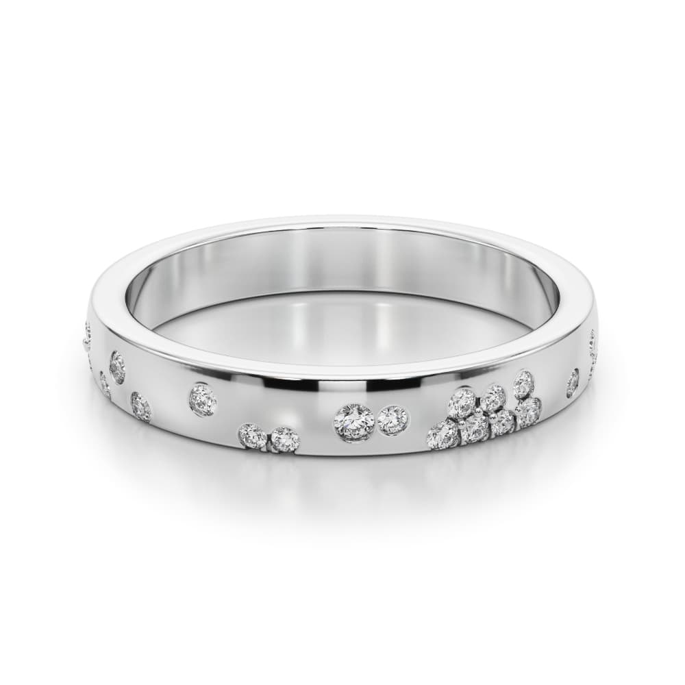 Stackable Scatter Wedding Bands (0.19 ct. tw.), On hand view in white gold or platinum
