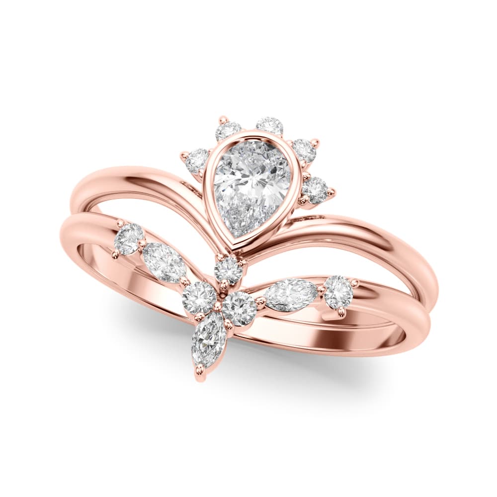 Lab-Grown Diamond Chevron Pear Fashion Ring (0.22 ct. tw.), Front view in rose gold