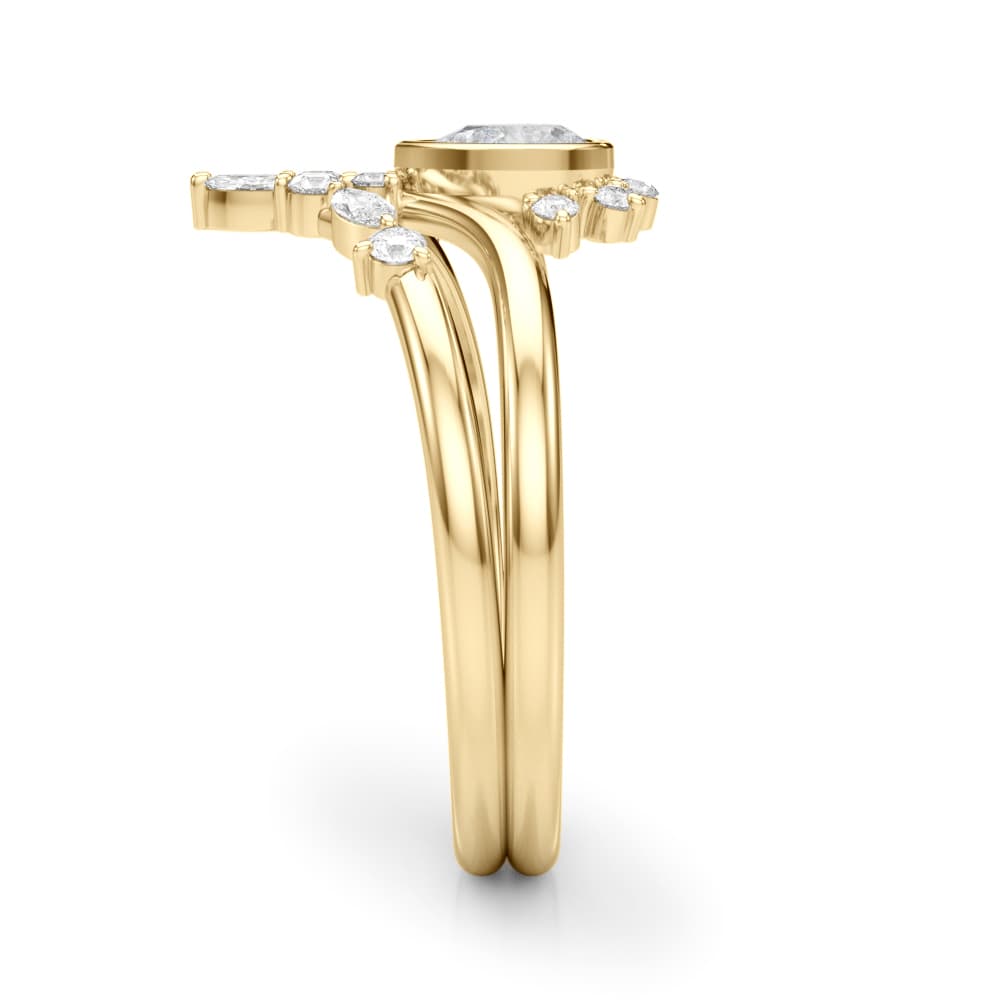 Lab-Grown Diamond Chevron Pear Fashion Ring (0.22 ct. tw.), Angle view in yellow gold