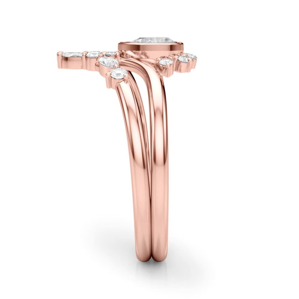 Lab-Grown Diamond Chevron Pear Fashion Ring (0.22 ct. tw.), Angle view in rose gold