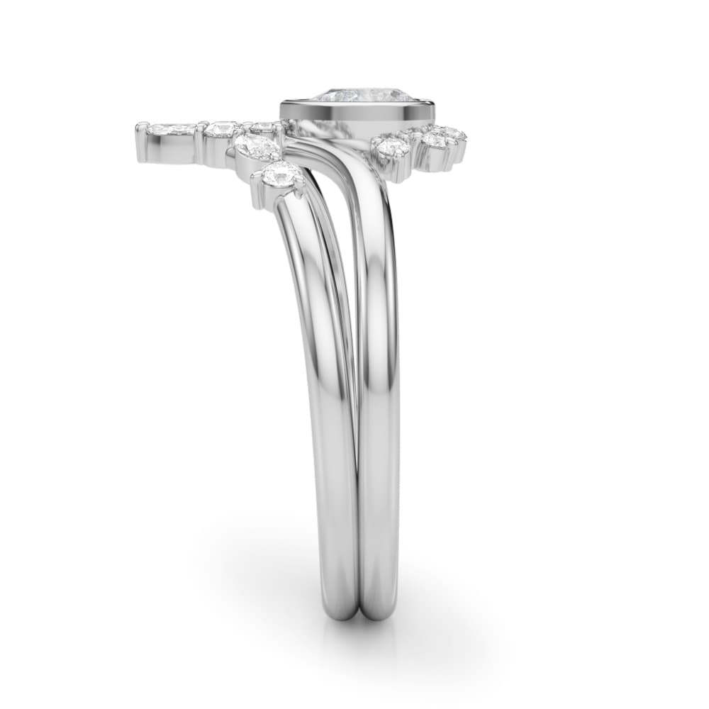 Lab-Grown Diamond Chevron Pear Fashion Ring (0.22 ct. tw.), Angle view in white gold or platinum