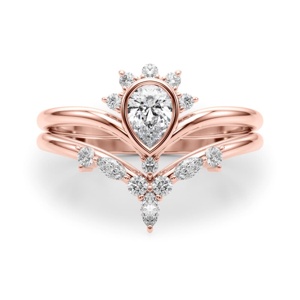 Lab-Grown Diamond Chevron Pear Fashion Ring (0.22 ct. tw.), On hand view in rose gold