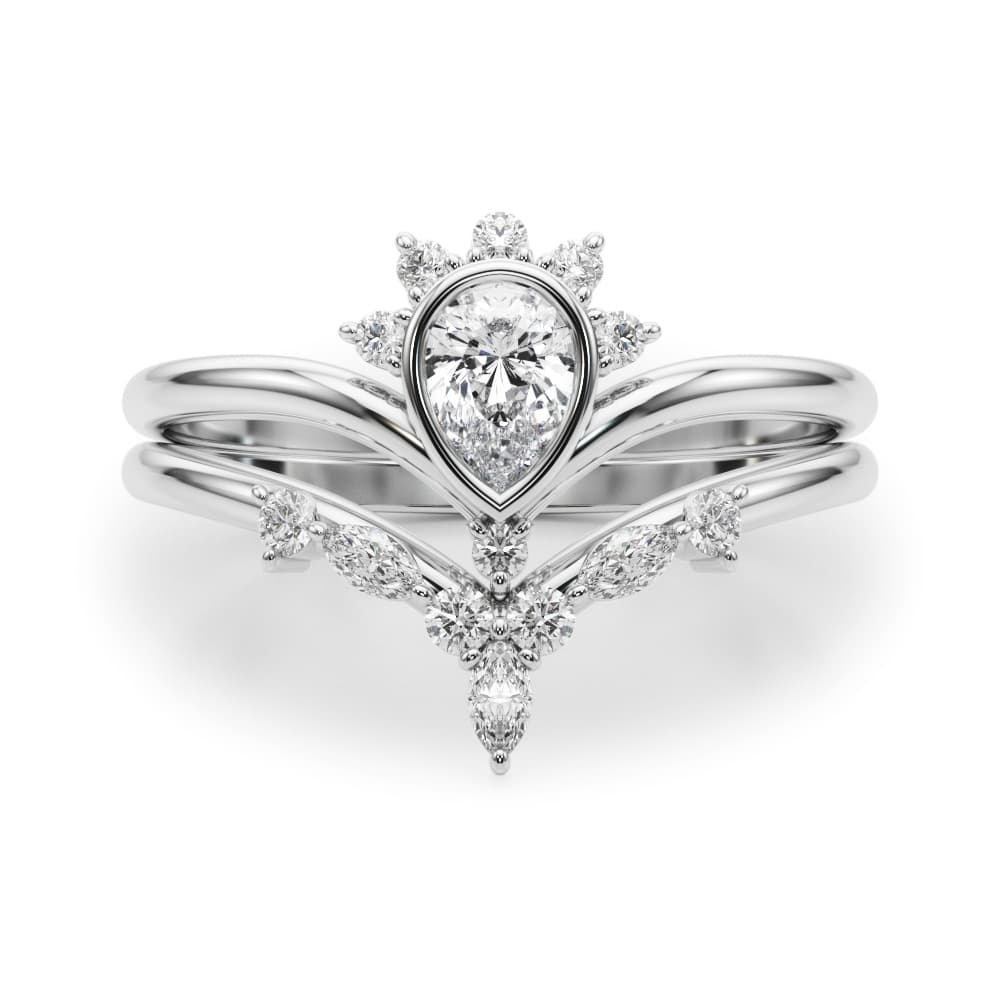 Lab-Grown Diamond Chevron Pear Fashion Ring (0.22 ct. tw.), On hand view in white gold or platinum