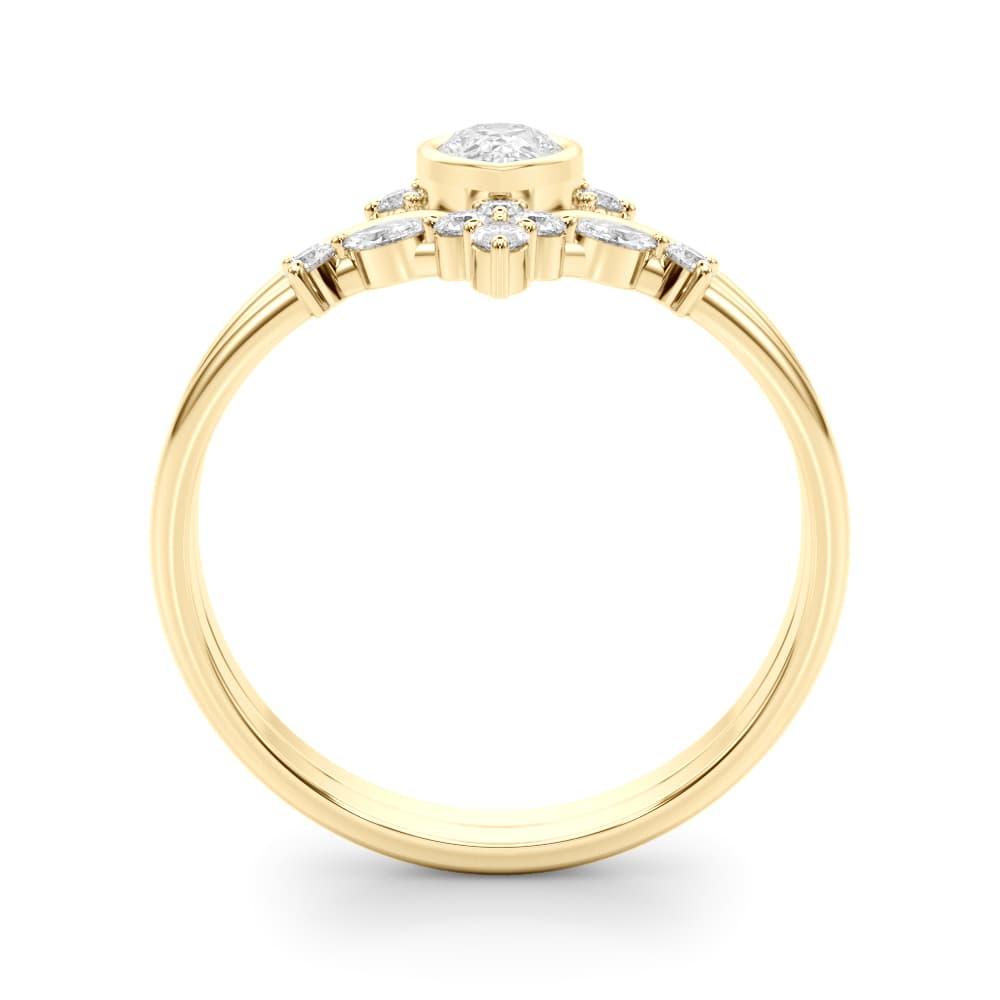 Lab-Grown Diamond Chevron Pear Fashion Ring (0.22 ct. tw.), Side view in yellow gold