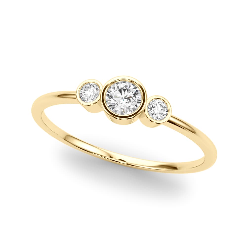 3-Stone Bezel Set Fashion Ring (0.06 ct. tw.), Front view in yellow gold