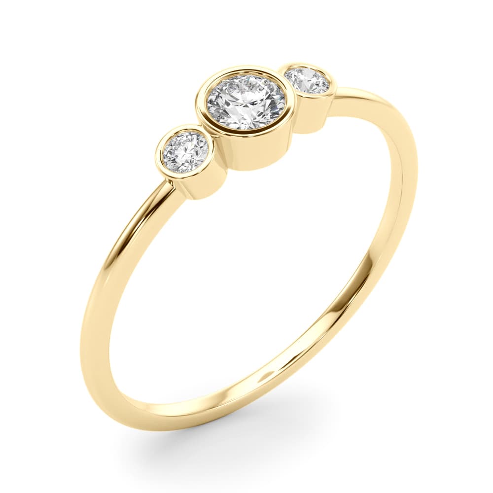 3-Stone Bezel Set Fashion Ring (0.06 ct. tw.), Angle view in yellow gold