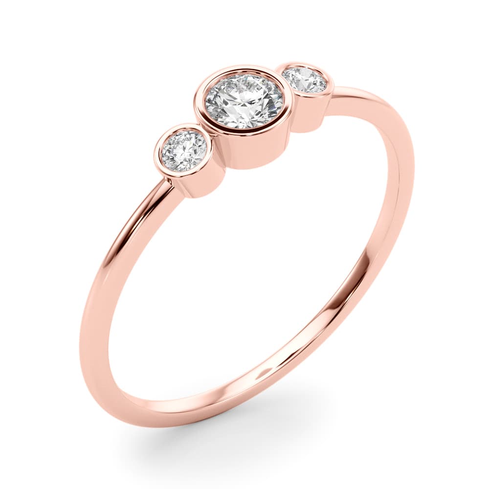 3-Stone Bezel Set Fashion Ring (0.06 ct. tw.), Angle view in rose gold