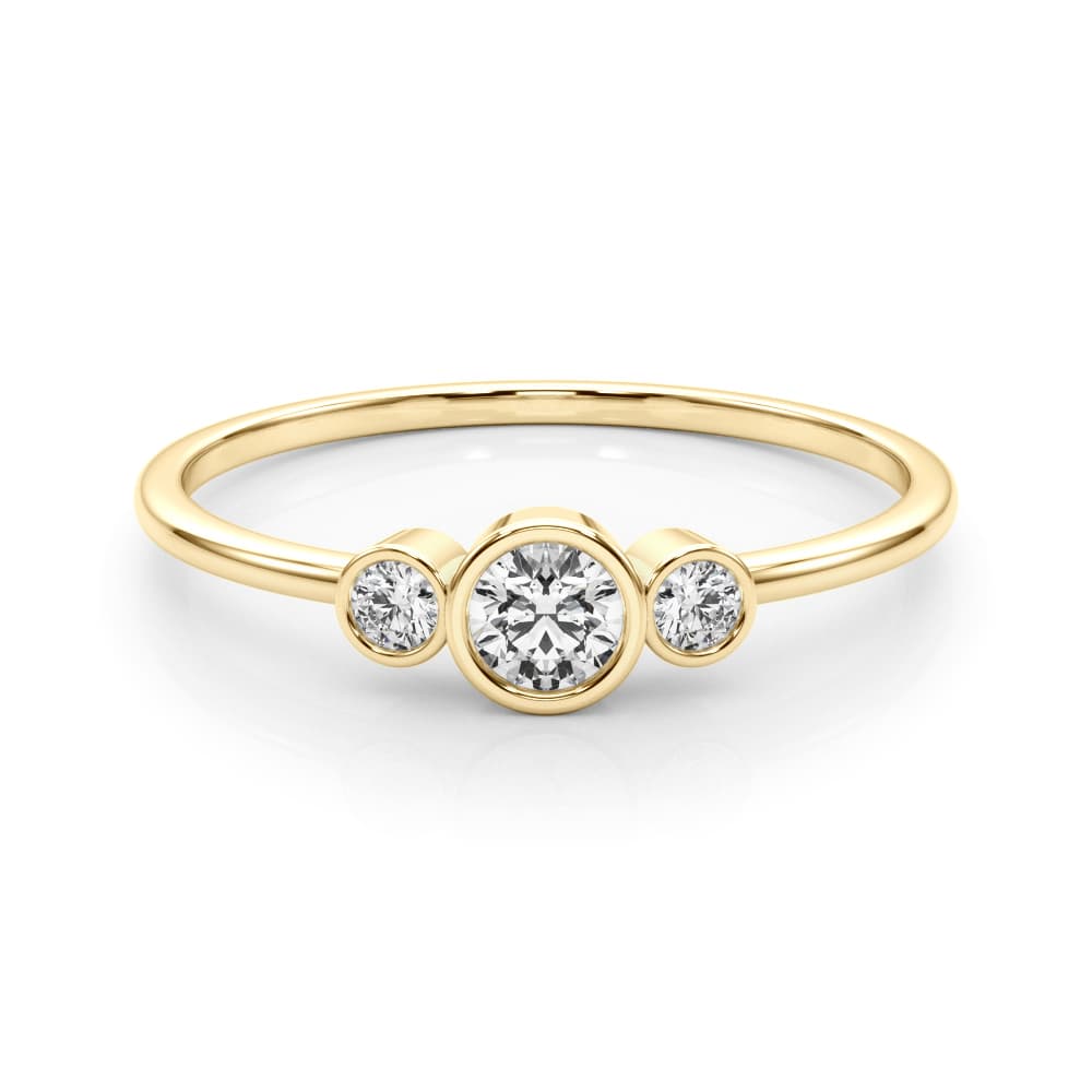 3-Stone Bezel Set Fashion Ring (0.06 ct. tw.), On hand view in yellow gold