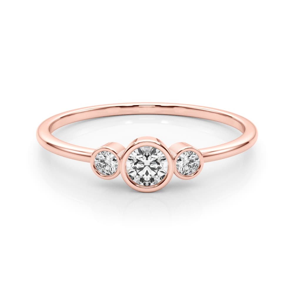 3-Stone Bezel Set Fashion Ring (0.06 ct. tw.), On hand view in rose gold