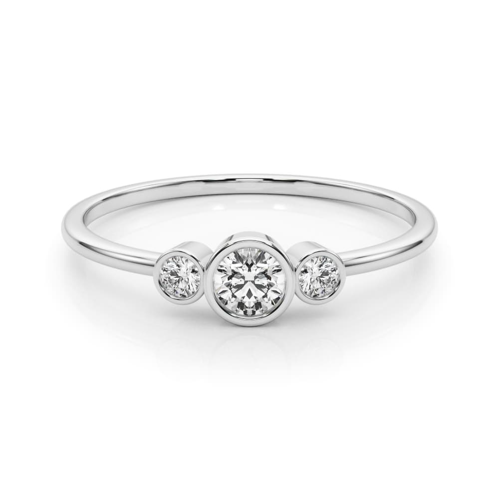 3-Stone Bezel Set Fashion Ring (0.06 ct. tw.), On hand view in white gold or platinum