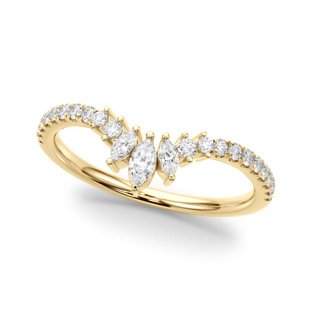 Chevron Marquise Fashion Rings (0.27 ct. tw.), Front view in yellow gold
