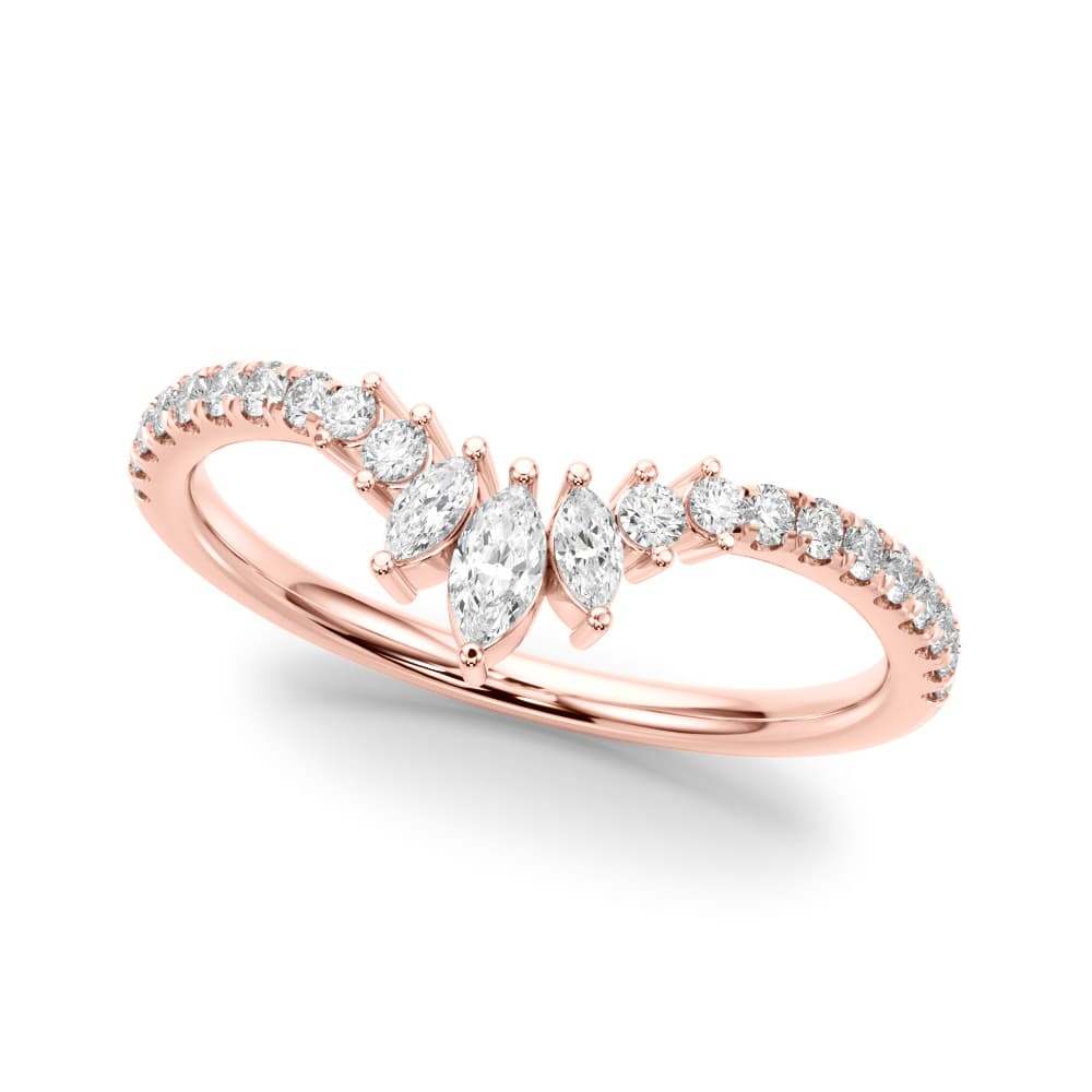Chevron Marquise Fashion Rings (0.27 ct. tw.), Front view in rose gold