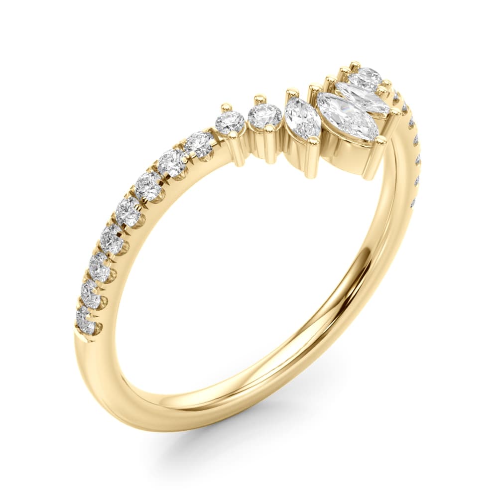 Chevron Marquise Fashion Rings (0.27 ct. tw.), Angle view in yellow gold