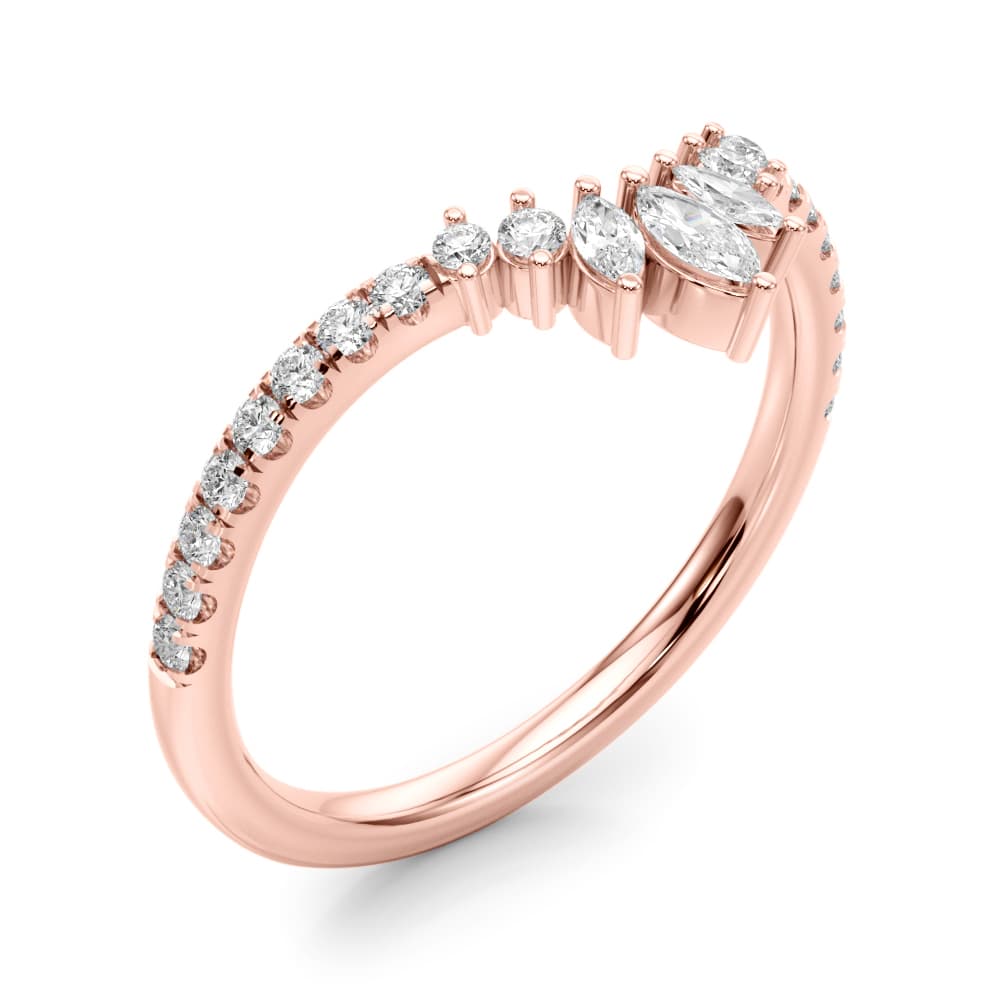 Chevron Marquise Fashion Rings (0.27 ct. tw.), Angle view in rose gold