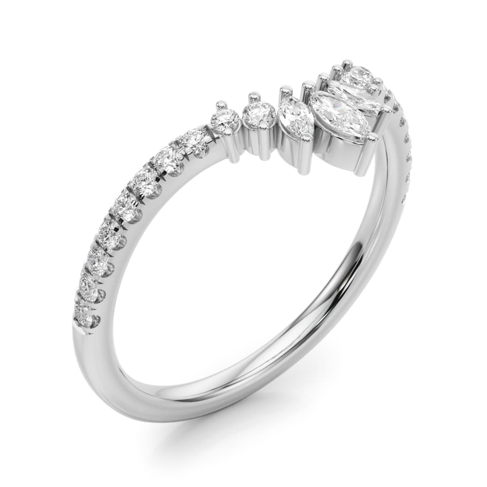 Chevron Marquise Fashion Rings (0.27 ct. tw.), Angle view in white gold or platinum