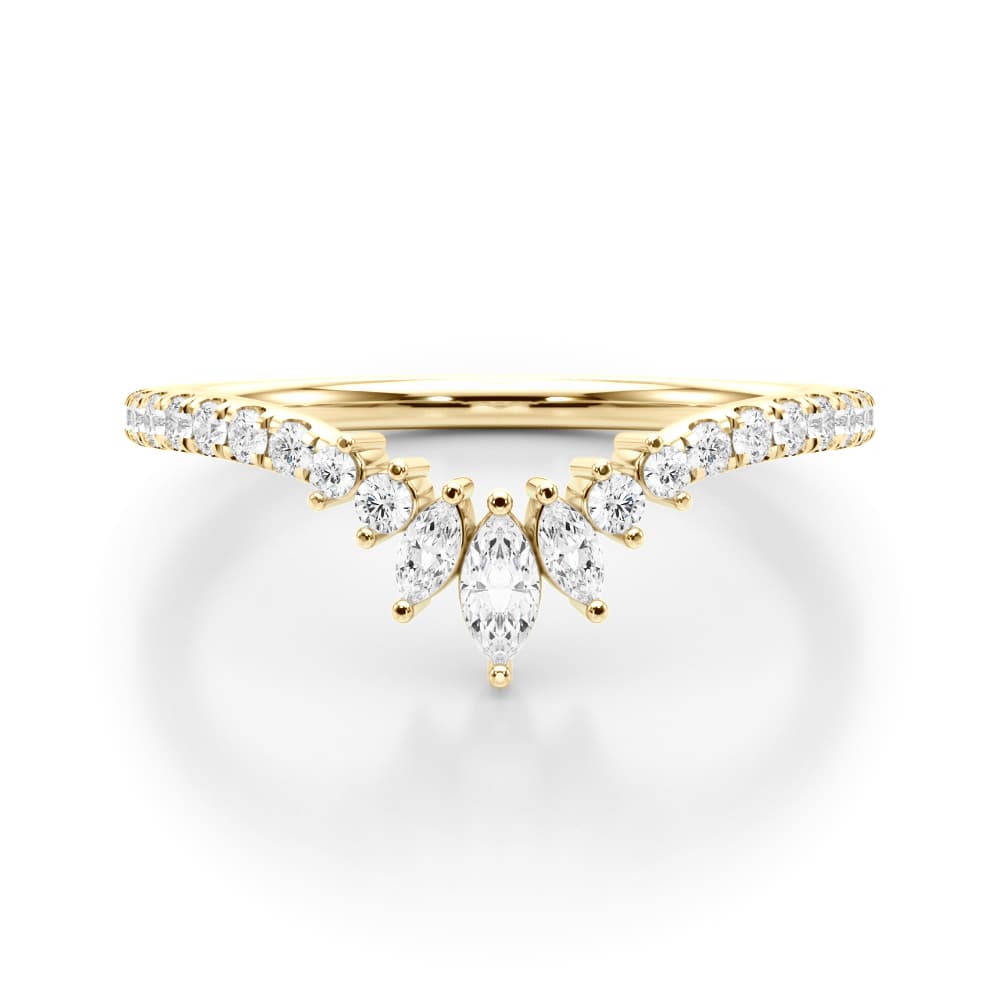 Chevron Marquise Fashion Rings (0.27 ct. tw.), On hand view in yellow gold