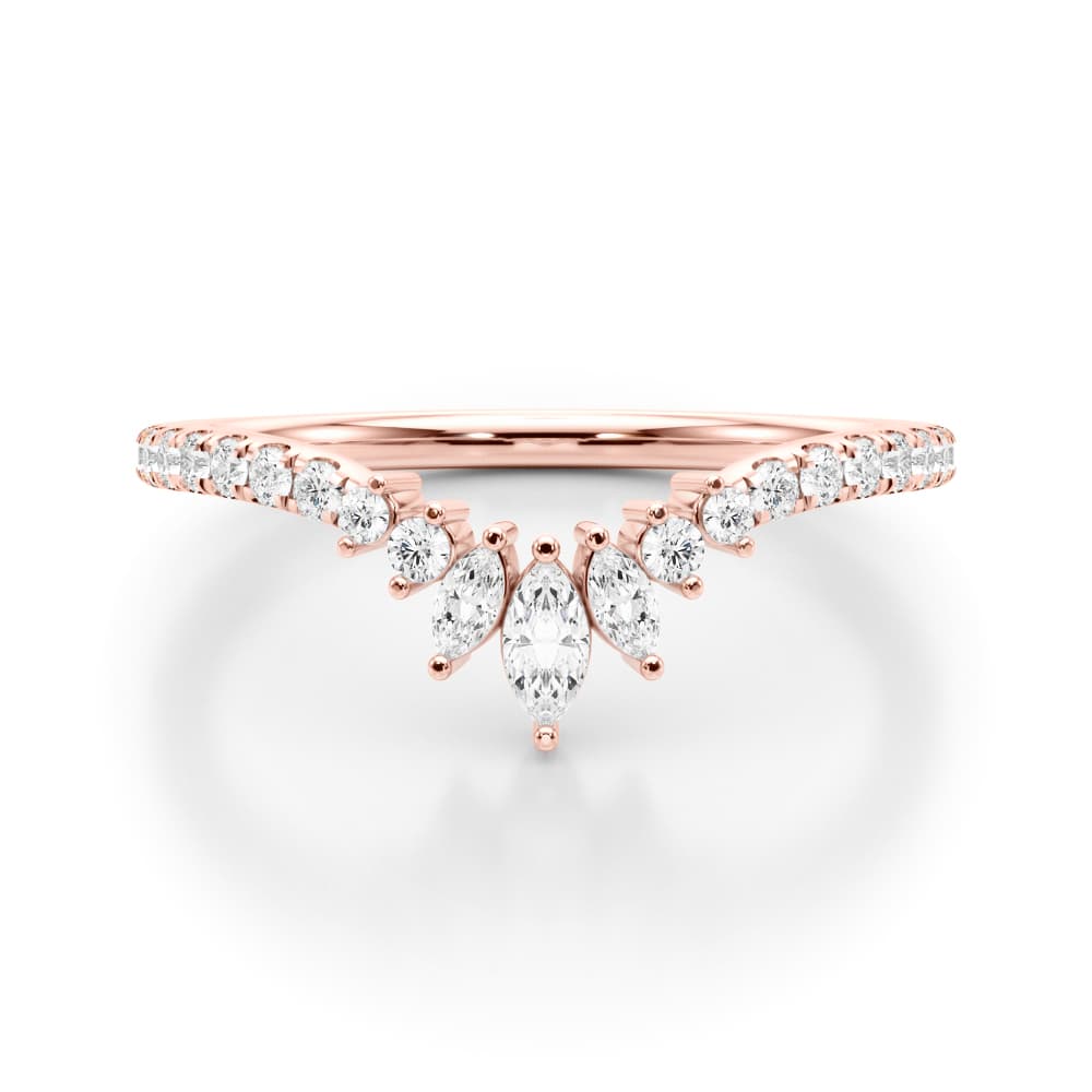 Chevron Marquise Fashion Rings (0.27 ct. tw.), On hand view in rose gold