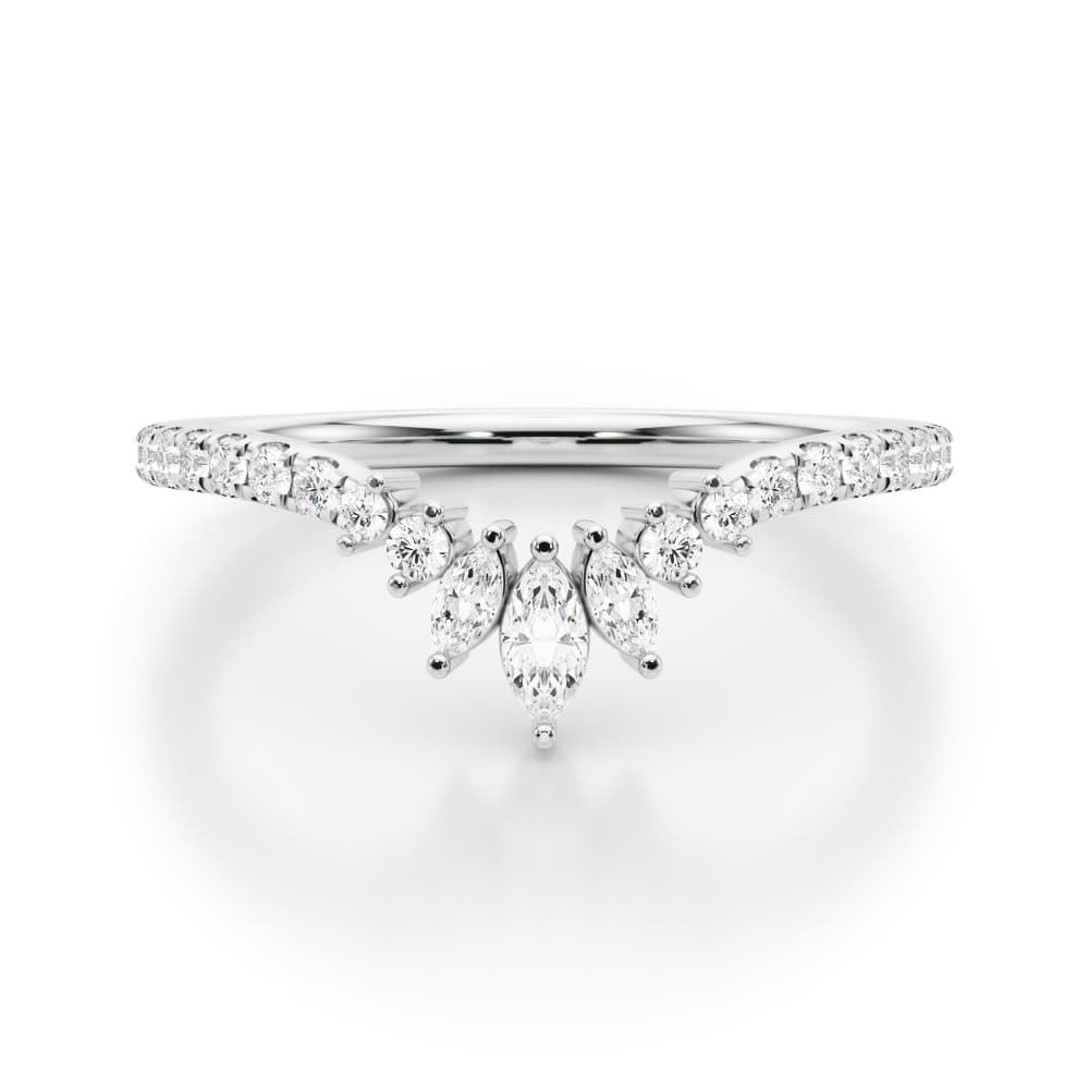 Chevron Marquise Fashion Rings (0.27 ct. tw.), On hand view in white gold or platinum