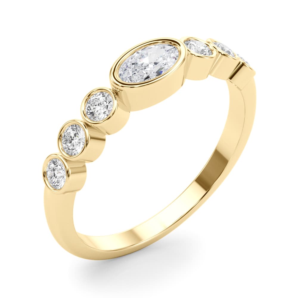 Oval Color Center Ring (1/4 ct. tw.), Angle view in yellow gold