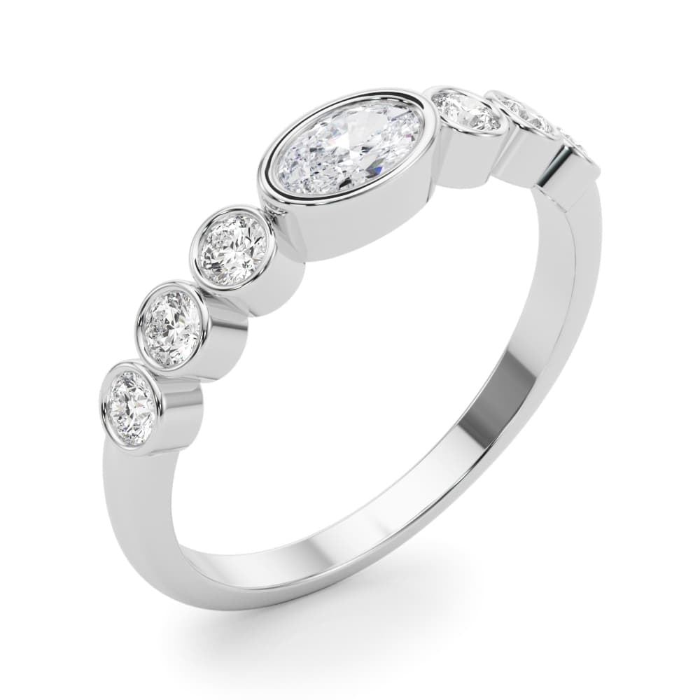 Oval Color Center Ring (1/4 ct. tw.), Angle view in white gold or platinum