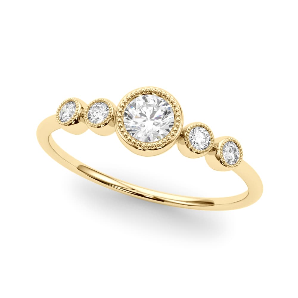 Lab-Grown Diamond Milgrain Bezel Set Fashion Ring (0.07 ct. tw.), Front view in yellow gold