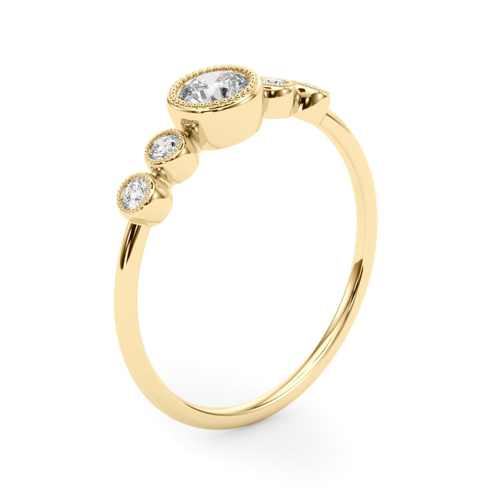 Lab-Grown Diamond Milgrain Bezel Set Fashion Ring (0.07 ct. tw.), Angle view in yellow gold