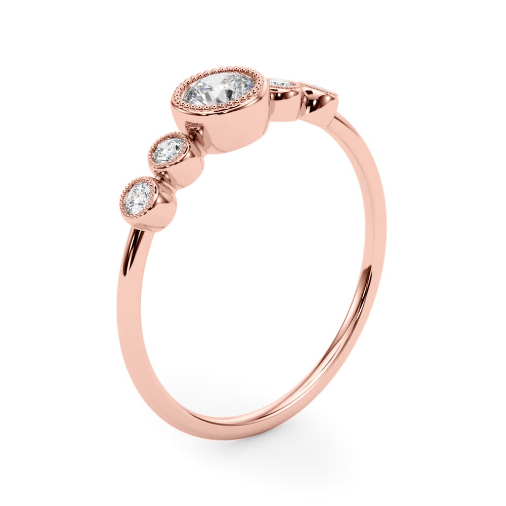 Lab-Grown Diamond Milgrain Bezel Set Fashion Ring (0.07 ct. tw.), Angle view in rose gold