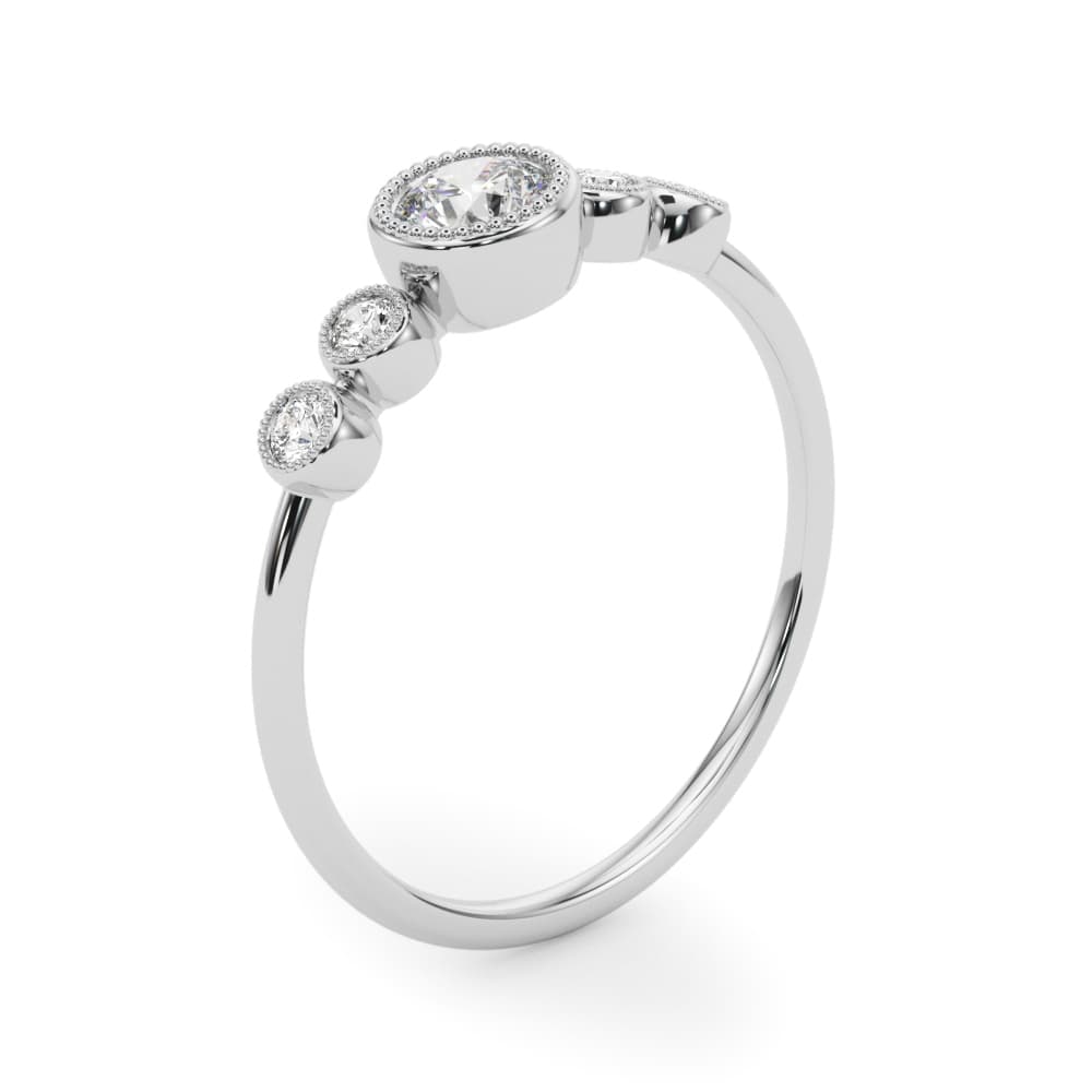 Lab-Grown Diamond Milgrain Bezel Set Fashion Ring (0.07 ct. tw.), Angle view in white gold or platinum