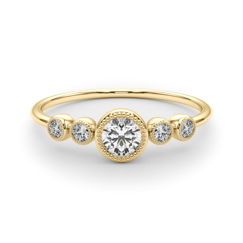 Lab-Grown Diamond Milgrain Bezel Set Fashion Ring (0.07 ct. tw.), On hand view in yellow gold