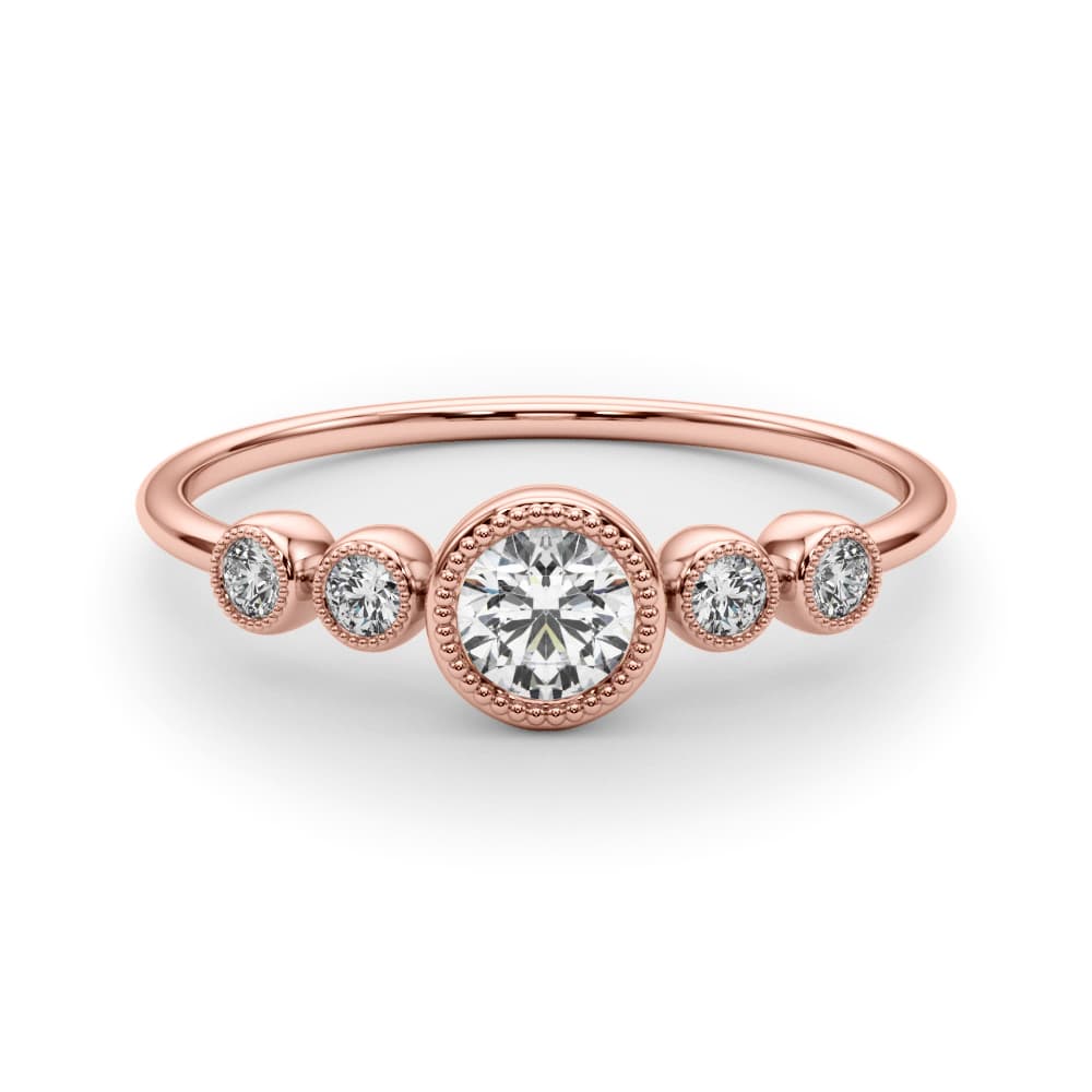 Lab-Grown Diamond Milgrain Bezel Set Fashion Ring (0.07 ct. tw.), On hand view in rose gold