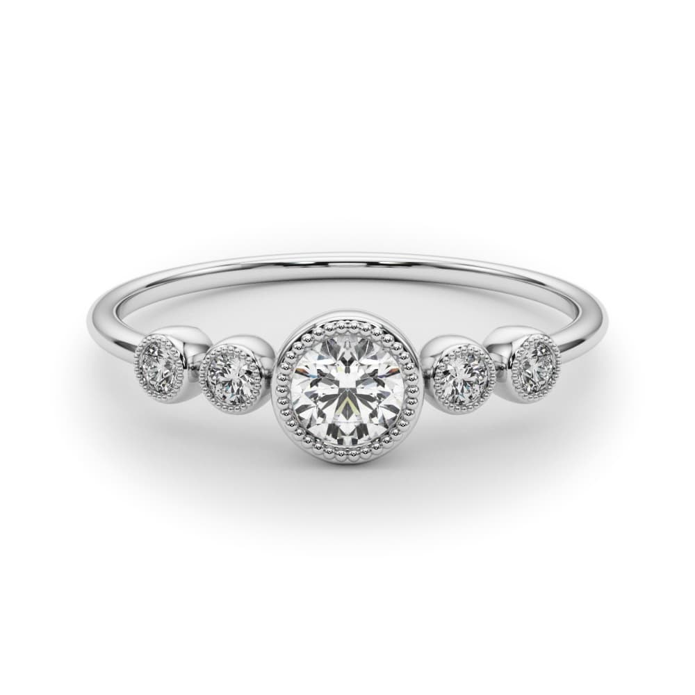 Lab-Grown Diamond Milgrain Bezel Set Fashion Ring (0.07 ct. tw.), On hand view in white gold or platinum