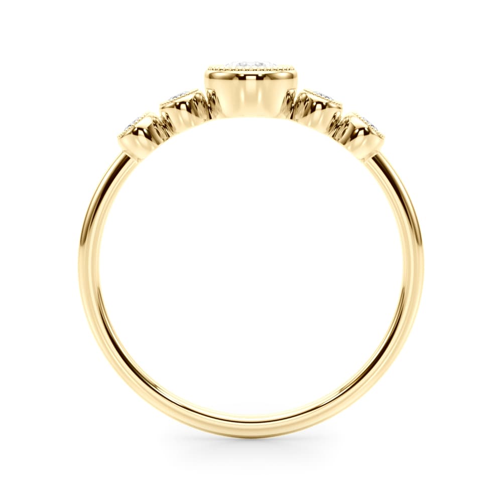 Lab-Grown Diamond Milgrain Bezel Set Fashion Ring (0.07 ct. tw.), Side view in yellow gold