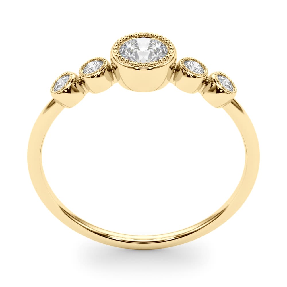 Lab-Grown Diamond Milgrain Bezel Set Fashion Ring (0.07 ct. tw.), Top view in yellow gold