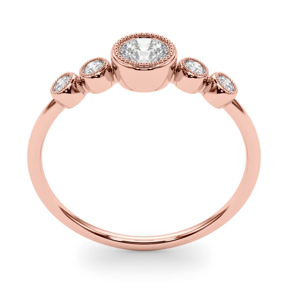 Lab-Grown Diamond Milgrain Bezel Set Fashion Ring (0.07 ct. tw.), Top view in rose gold