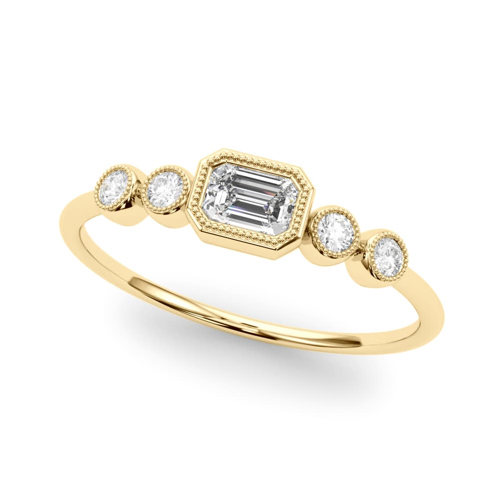 5-Stone Bezel Set Milgrain Fashion Ring (0.07 ct. tw.), Front view in yellow gold