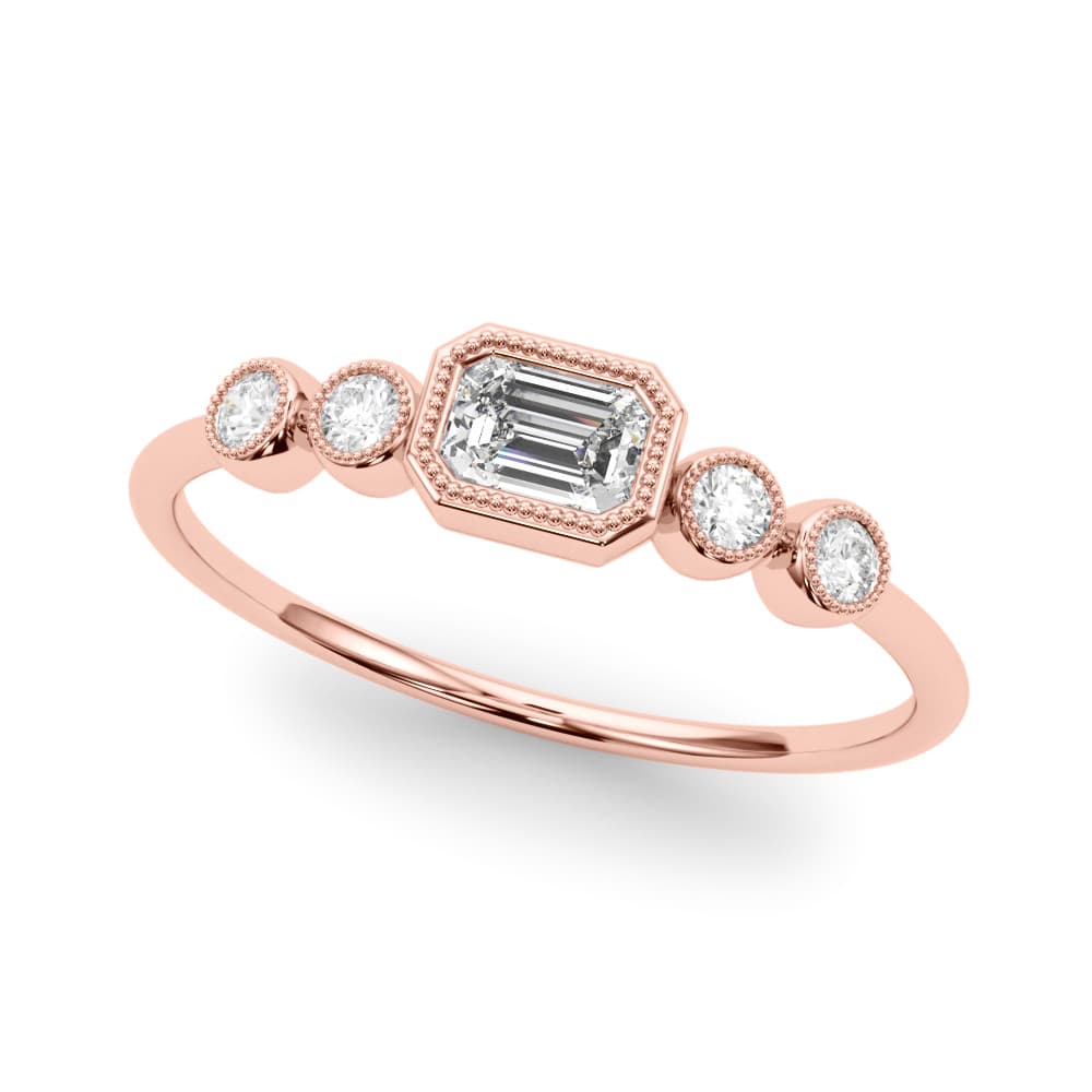 5-Stone Bezel Set Milgrain Fashion Ring (0.07 ct. tw.), Front view in rose gold