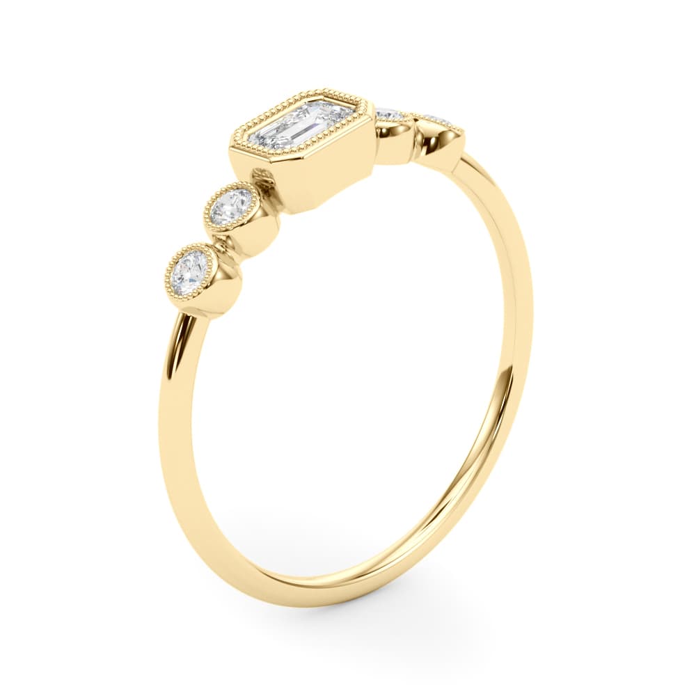 5-Stone Bezel Set Milgrain Fashion Ring (0.07 ct. tw.), Angle view in yellow gold