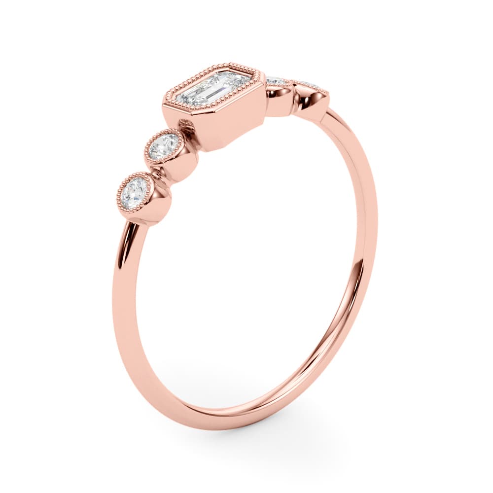 5-Stone Bezel Set Milgrain Fashion Ring (0.07 ct. tw.), Angle view in rose gold