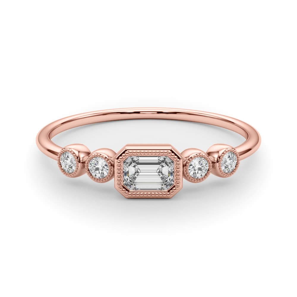 5-Stone Bezel Set Milgrain Fashion Ring (0.07 ct. tw.), On hand view in rose gold