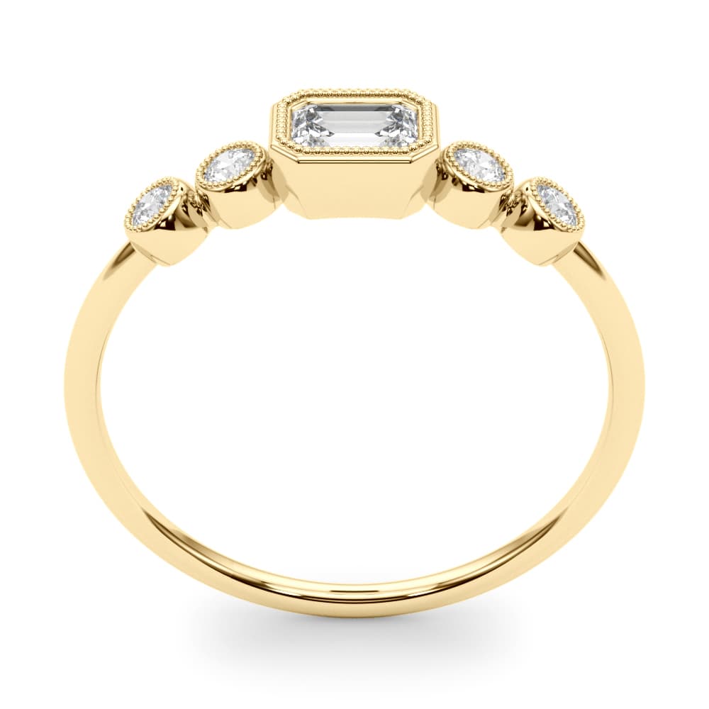 5-Stone Bezel Set Milgrain Fashion Ring (0.07 ct. tw.), Top view in yellow gold