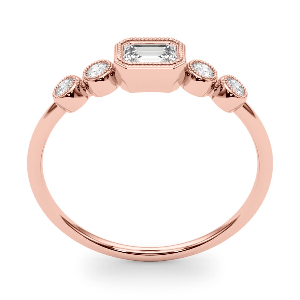 5-Stone Bezel Set Milgrain Fashion Ring (0.07 ct. tw.), Top view in rose gold