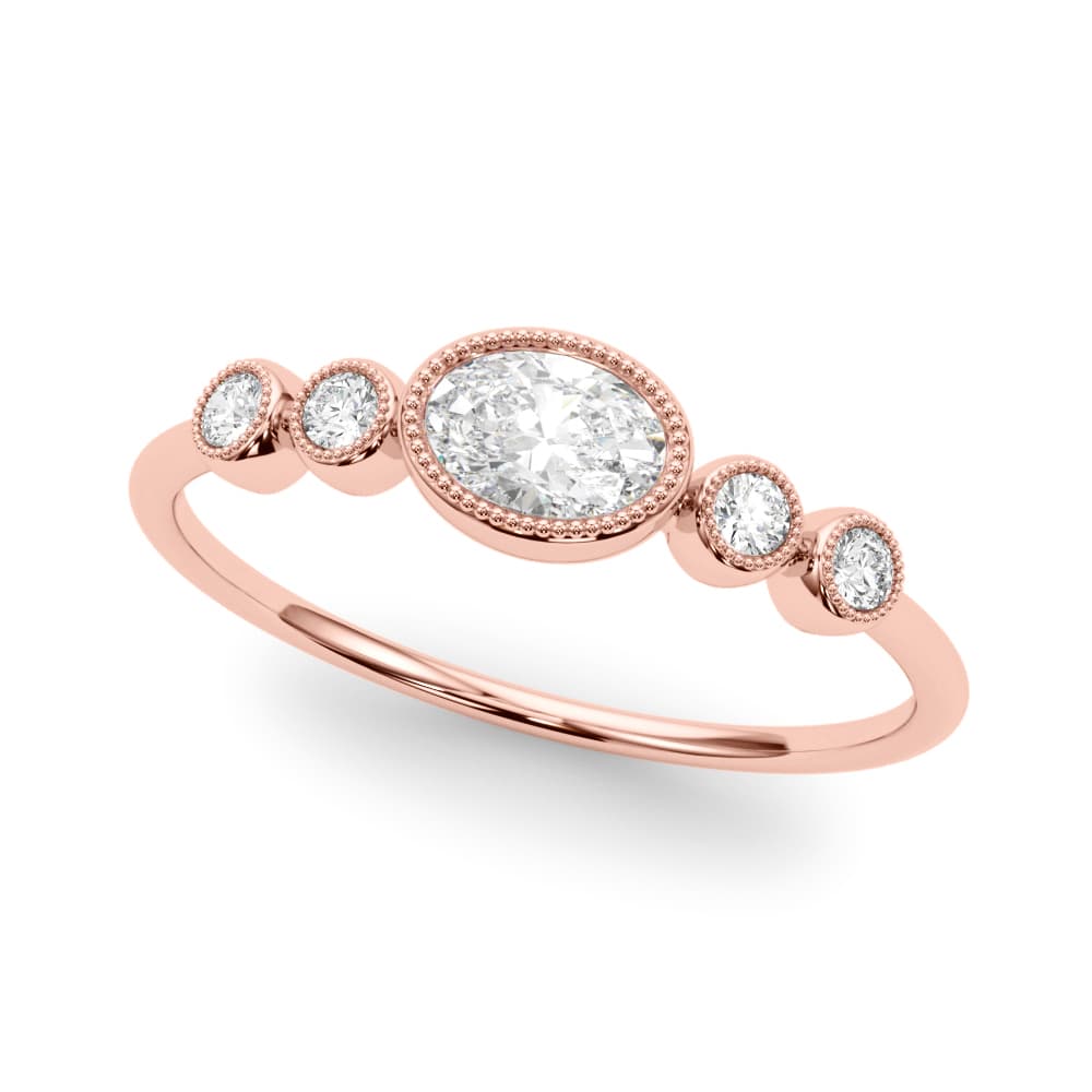 5 Stone Fashion Ring Ov ctr (0.07 ct. tw.), Front view in rose gold