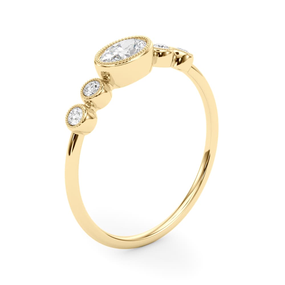 5 Stone Fashion Ring Ov ctr (0.07 ct. tw.), Angle view in yellow gold