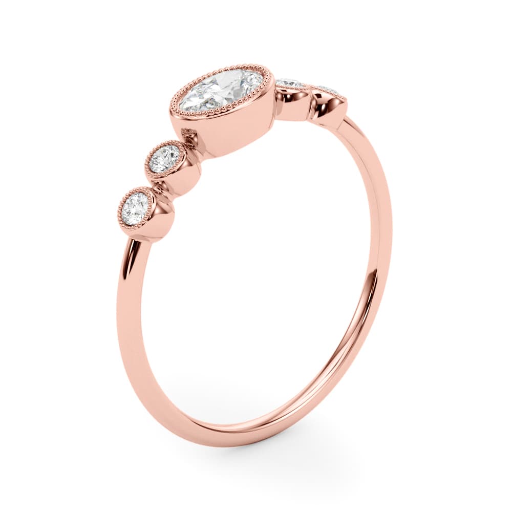 5 Stone Fashion Ring Ov ctr (0.07 ct. tw.), Angle view in rose gold
