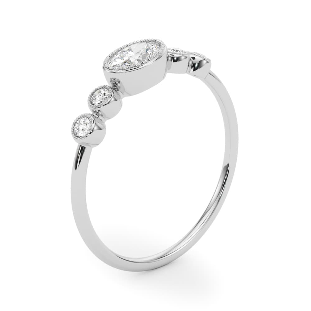 5 Stone Fashion Ring Ov ctr (0.07 ct. tw.), Angle view in white gold or platinum