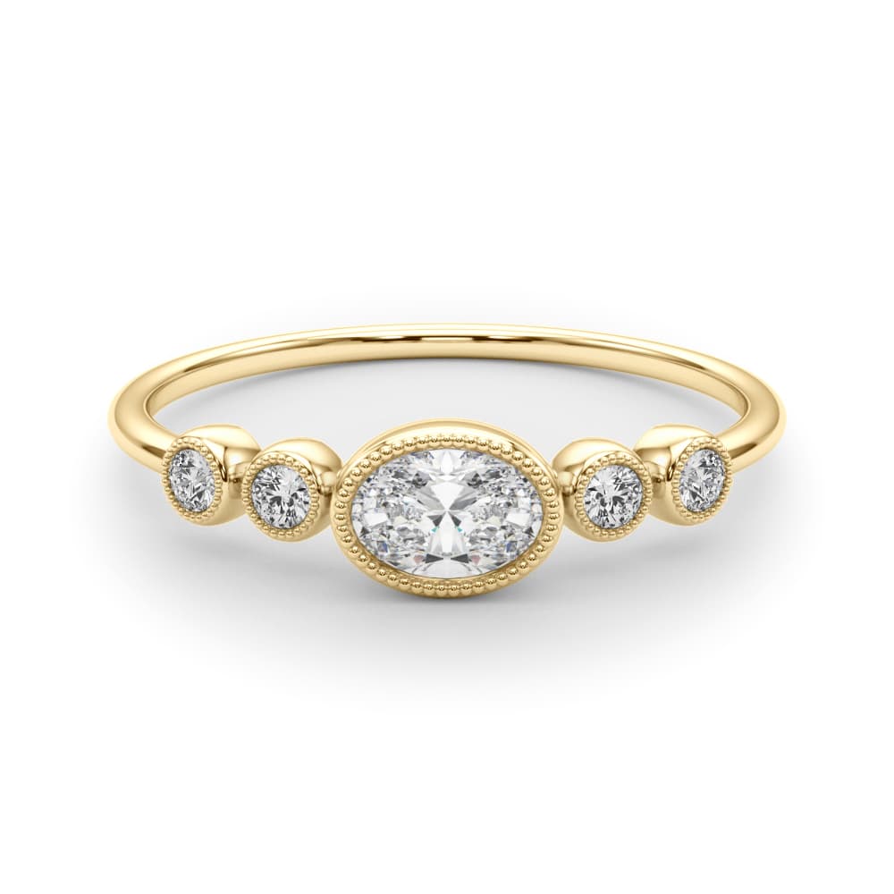 5 Stone Fashion Ring Ov ctr (0.07 ct. tw.), On hand view in yellow gold