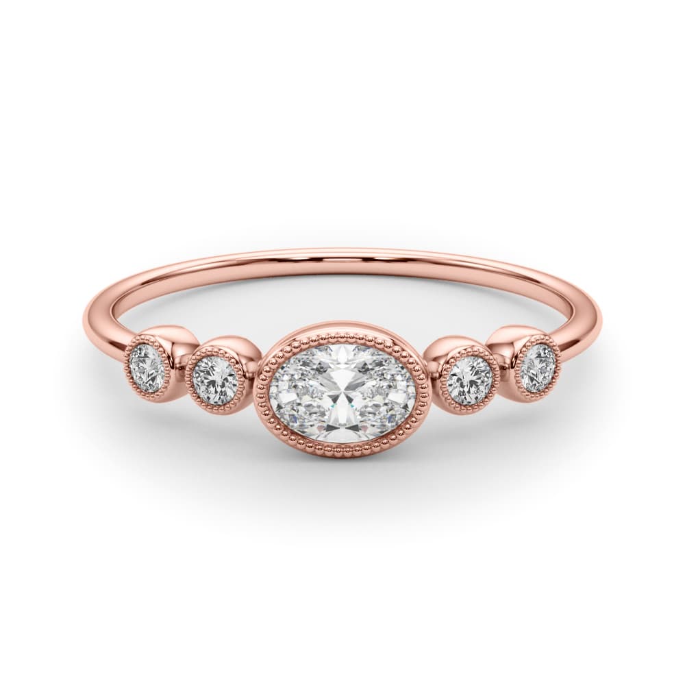 5 Stone Fashion Ring Ov ctr (0.07 ct. tw.), On hand view in rose gold