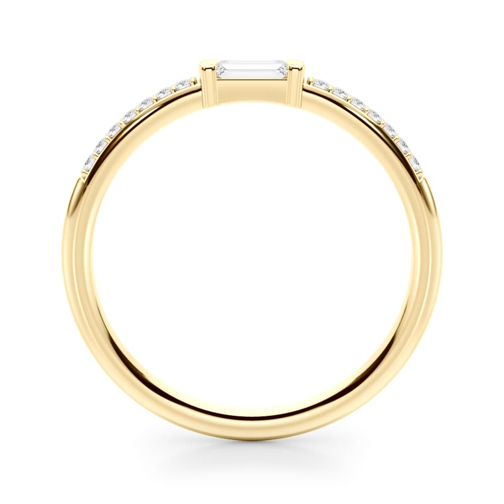 Accented East-West Lab-Grown Diamond Baguette Ring (0.19 ct. tw.), Side view in yellow gold