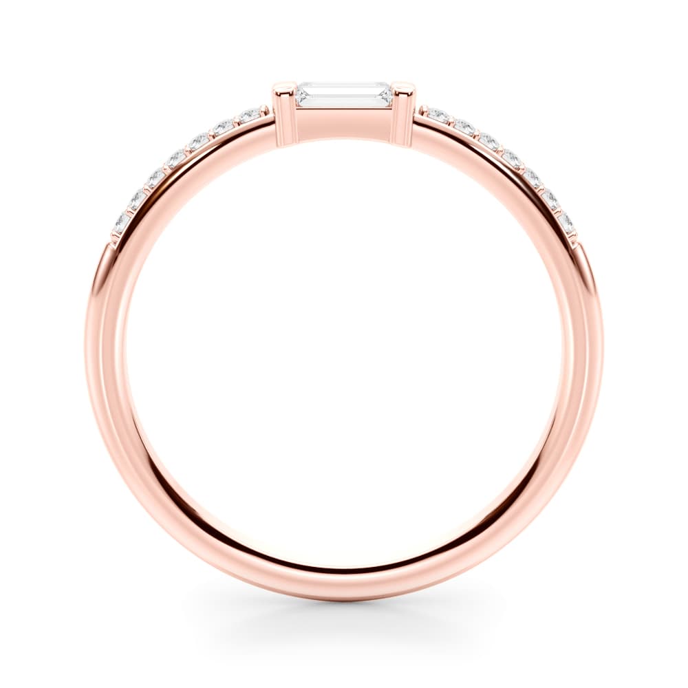 Accented East-West Lab-Grown Diamond Baguette Ring (0.19 ct. tw.), Side view in rose gold